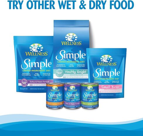 طعام الكلاب من Wellness Simple، خالي من الحبوب الطبيعية، معلب، رطب، ذو مكونات محدودة، السمك الأبيض والبطاطس، علبة 12.5 أونصة (عبوة من 12 قطعة) in Kuwait