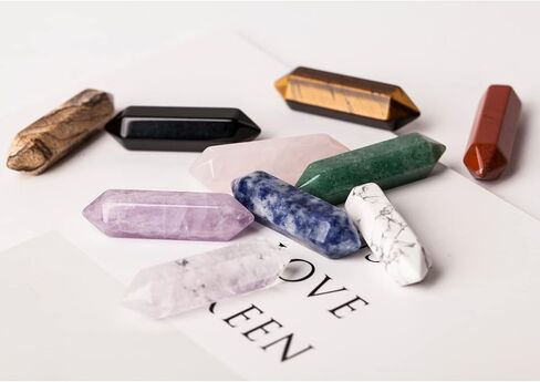 JIC Gem 20 قطعة 1.3 بوصة نقاط منتهية مزدوجة شفاء كريستال كوارتز الصولجانات مجموعة مختلطة سداسية كريستال طبيعي ريكي شفاء كوارتز بلورات نقاط أحجار كريمة بالجملة للعلاج التأمل ديكور المنزل in Kuwait