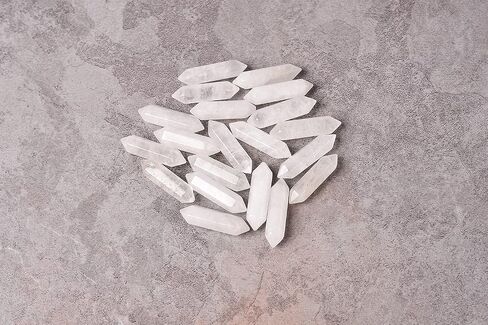 JIC Gem 20 قطعة 1.3 بوصة نقاط منتهية مزدوجة شفاء كريستال كوارتز الصولجانات مجموعة مختلطة سداسية كريستال طبيعي ريكي شفاء كوارتز بلورات نقاط أحجار كريمة بالجملة للعلاج التأمل ديكور المنزل in Kuwait