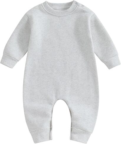 Newborn Baby Boy Girl Fleece Romper Jumpsuit Solid Long Sleeve Thick Warm Sweater Bodysuit Fall Winter Outfit Clothes in Saudi Arabia