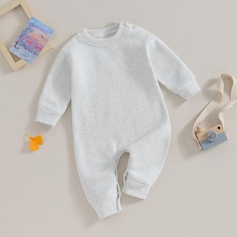 Newborn Baby Boy Girl Fleece Romper Jumpsuit Solid Long Sleeve Thick Warm Sweater Bodysuit Fall Winter Outfit Clothes in Saudi Arabia