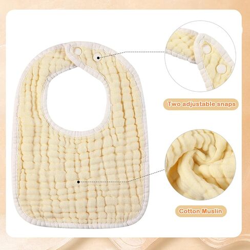 24 Pcs Muslin Baby Drooling Bibs Baby Drool Teething Bibs 9 Absorbent Layers Baby Bibs Adjustable Newborn Bibs Solid Color Waterproof Baby Bibs for Unisex Baby Girl Boy Feeding Drooling Teething in Saudi Arabia