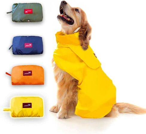 Acapet Dog Raincoat Pet Waterproof Raincoat Hooded Slicker for Small Medium and Large Dog Yellow L in Saudi Arabia