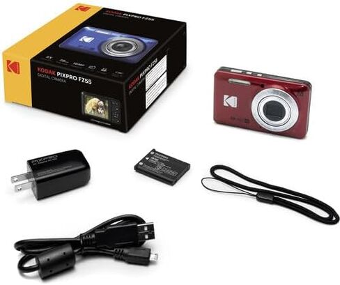 Kodak Pixpro FZ55 Digital Camera Bundle, Includes: SanDisk 128GB Memory Card, Hard Shell Camera Case, SD Card Reader and More (6 Items) (Blue) in Saudi Arabia