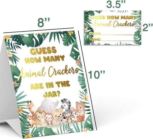 Lovely Jungle Animals Guess How Many Animals Crackers Baby Shower Games, Unisex, ( 1 Standing Sign and 50 Guessing Cards), Baby Shower Decoration, Baby Shower Guessing Game - DLM323 in Kuwait