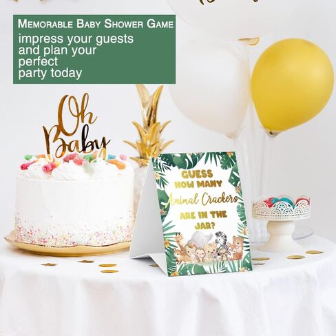 Lovely Jungle Animals Guess How Many Animals Crackers Baby Shower Games, Unisex, ( 1 Standing Sign and 50 Guessing Cards), Baby Shower Decoration, Baby Shower Guessing Game - DLM323 in Kuwait