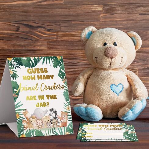Lovely Jungle Animals Guess How Many Animals Crackers Baby Shower Games, Unisex, ( 1 Standing Sign and 50 Guessing Cards), Baby Shower Decoration, Baby Shower Guessing Game - DLM323 in Kuwait