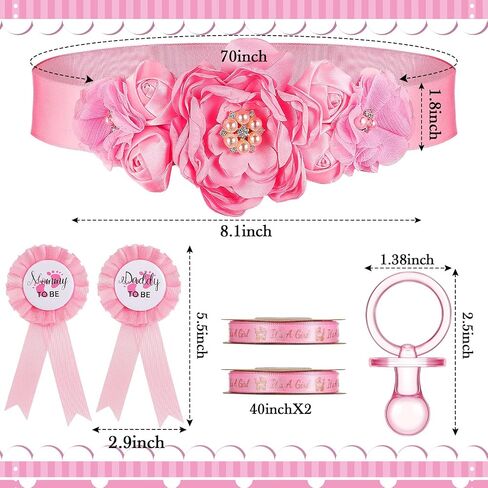 53 Pcs Baby Shower Favors for Boy Maternity Flower Sash Belt Blue Large Acrylic Pacifier Mom to Be Dad to Be Badge Pin It's a Boy Ribbon for Boy Baby Shower Gender Reveal Pregnancy Wedding in Kuwait