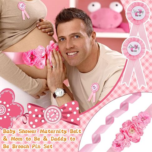 53 Pcs Baby Shower Favors for Boy Maternity Flower Sash Belt Blue Large Acrylic Pacifier Mom to Be Dad to Be Badge Pin It's a Boy Ribbon for Boy Baby Shower Gender Reveal Pregnancy Wedding in Kuwait
