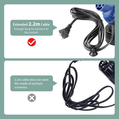 cprosp رأس الطاقة لخزان المياه المالحة 1600 gph، صانع الموجات مع قاعدة مغناطيسية لخزان 47.5-66 جالون، صانع موجة مضخة دوران حوض السمك مع كابل 2 متر، حوض السمك لحركة المياه 2 شوكة، أزرق in Kuwait