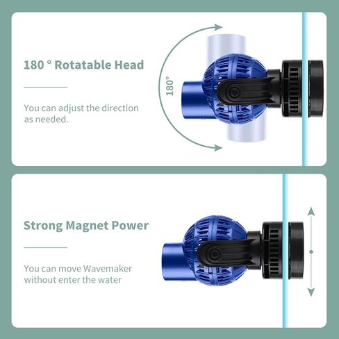 cprosp رأس الطاقة لخزان المياه المالحة 1600 gph، صانع الموجات مع قاعدة مغناطيسية لخزان 47.5-66 جالون، صانع موجة مضخة دوران حوض السمك مع كابل 2 متر، حوض السمك لحركة المياه 2 شوكة، أزرق in Kuwait