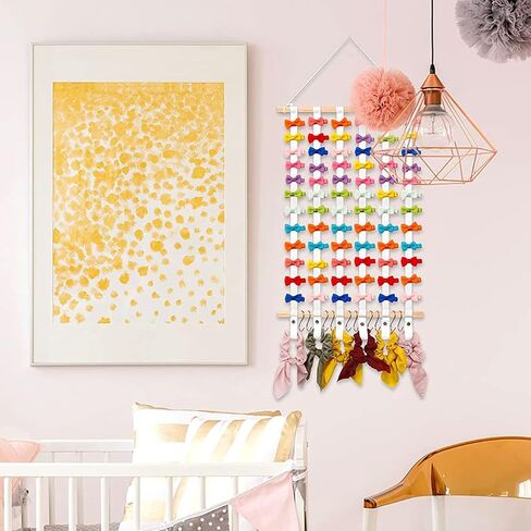 الينمو حامل ربطة شعر للبنات الصغيرات، علاقة فيونكة لاكسسوارات شعر البنات الصغيرات، حامل شريط راس ديكور معلق على الحائط، منظم القوس لغرفة البنات الصغيرات، الحضانة، هدية زينة in Kuwait