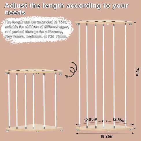 اوبليتنت ارجوحة تخزين حيوانات محشوة للزوايا، رف العاب خشبي ناعم، حامل عرض بطول قابل للتعديل، منظم العاب قطيفة كبير للتعليق في الحضانة وغرفة اللعب وغرفة النوم وغرفة الاطفال in Kuwait