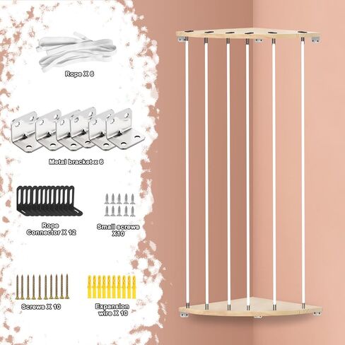 اوبليتنت ارجوحة تخزين حيوانات محشوة للزوايا، رف العاب خشبي ناعم، حامل عرض بطول قابل للتعديل، منظم العاب قطيفة كبير للتعليق في الحضانة وغرفة اللعب وغرفة النوم وغرفة الاطفال in Kuwait