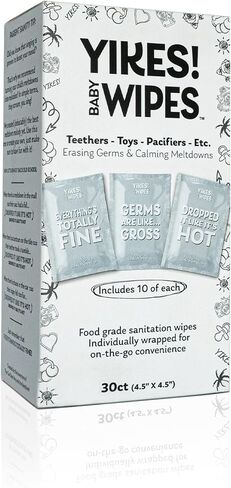 ييكيس! مناديل مبللة للأطفال - 30 قطعة من مناديل مبللة فاخرة معبأة بشكل فردي - تنظف بأمان زجاجات التسنين لألعاب اللهاية - أساسيات الأطفال للآباء والأطفال والمنزل والسفر والمدرسة - من NAMRA in Kuwait