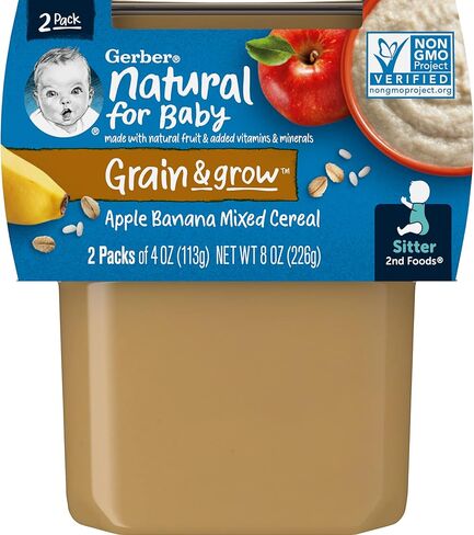 Gerber Nature Fruits Apples Bananas & Cereal, 4 Oz, 2 Ct Tubs in Saudi Arabia