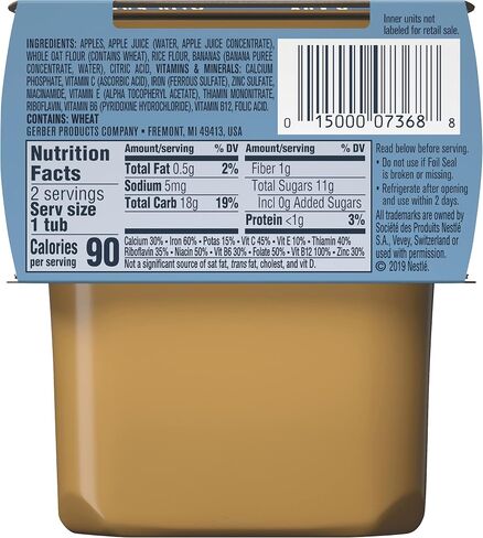 Gerber Nature Fruits Apples Bananas & Cereal, 4 Oz, 2 Ct Tubs in Saudi Arabia
