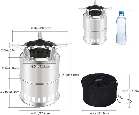 سان لايك موقد تخييم صغير قابل للطي من الستانلس ستيل مع شنطة حمل من النايلون للطبخ في الهواء الطلق والمشي لمسافات طويلة والسفر والنزهات والشواء in Kuwait