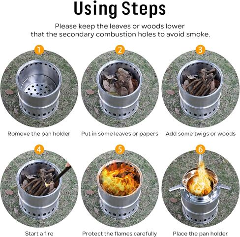 سان لايك موقد تخييم صغير قابل للطي من الستانلس ستيل مع شنطة حمل من النايلون للطبخ في الهواء الطلق والمشي لمسافات طويلة والسفر والنزهات والشواء in Kuwait