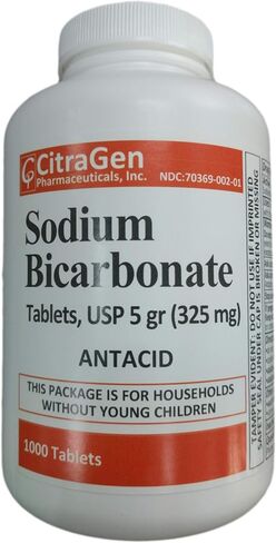 Sodium Bicarbonate Tablets USP 325 mg (5 Grains) for Relief of Acid Indigestion, Heartburn, Sour Stomach & Upset Stomach 1000 Tablets per Bottle by CitraGen Pharmaceuticals Inc in Saudi Arabia