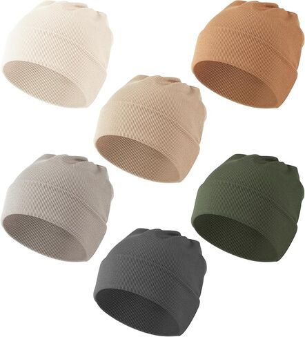 Konssy 6 Pack Baby Beanie Hats for Unisex, Toddler Beanies Baby Girl Boy Hat Warm Cap for Baby, Infant, Toddler 6-36 Months in Saudi Arabia