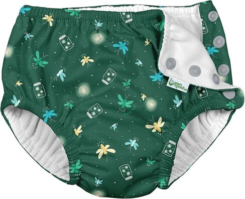 i Play Boys Reusable Absorbent Baby Swim Diapers Dark Green Fireflies 3T in Kuwait