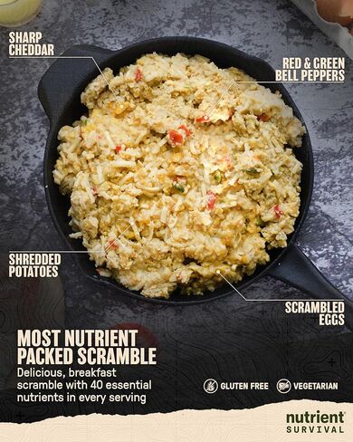 Nutrient Survival MRE Emergency Food Supply, 14-Day Survival Food (72 Servings) Bucket Disaster Kit, Freeze Dried Ready to Eat Meals in Resealable Packs, Shelf Stable up to 15 Years in Saudi Arabia