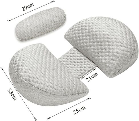 LiveGo Pregnancy Pillow for Pregnant Women - Soft and Adjustable Maternity Body Pillow for Back, Hips, Legs, and Belly Support - Detachable and Washable Pillow Cover Included (Gray-H Shaped) in Kuwait