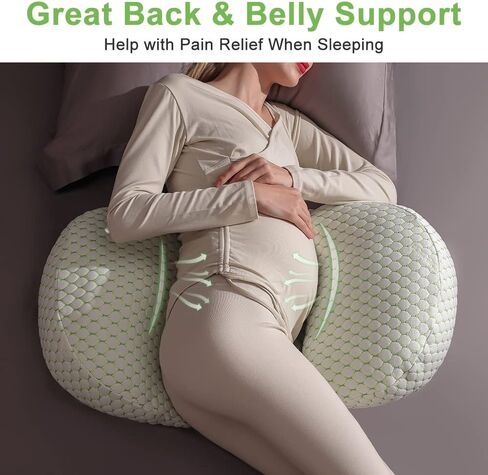 وسائد حمل للنوم للنساء الحوامل، وسادة جسم ناعمة للحمل مع غطاء وسادة قابل للفصل والتعديل، تدعم الظهر والبطن والوركين والساقين - قابلة للغسل في الغسالة in Kuwait