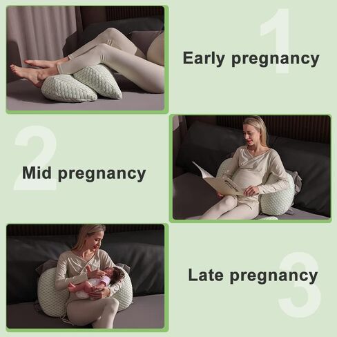وسائد حمل للنوم للنساء الحوامل، وسادة جسم ناعمة للحمل مع غطاء وسادة قابل للفصل والتعديل، تدعم الظهر والبطن والوركين والساقين - قابلة للغسل في الغسالة in Kuwait