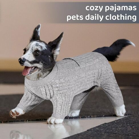 Queenmore Dog Pjs، بيجامة للكلاب الكبيرة، ملابس قطنية ناعمة للكلاب المتوسطة والقطط، سترة جرو للكلاب الصغيرة (رمادي، XL) in Kuwait