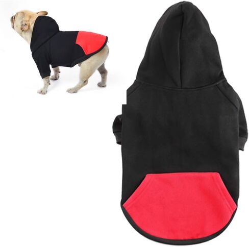 ملابس الكلاب من meioro، سترة بغطاء للرأس للحيوانات الأليفة والقطط، سترة دافئة من القطن الناعم بسحاب، معطف كلب البلدغ الفرنسي (L، أزرق داكن) in Kuwait