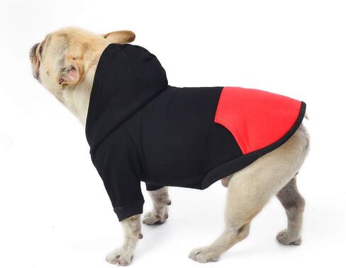 ملابس الكلاب من meioro، سترة بغطاء للرأس للحيوانات الأليفة والقطط، سترة دافئة من القطن الناعم بسحاب، معطف كلب البلدغ الفرنسي (L، أزرق داكن) in Kuwait