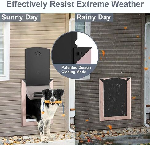 باب الكلب من ديكورماكس للجدار، باب للكلاب موفر للطاقة مع إطار من الألومنيوم، نفق تلسكوبي، لوحات مغناطيسية مزدوجة ولوحين قفل منزلقين، سهل التركيب، ذهبي وردي، متوسط in Kuwait