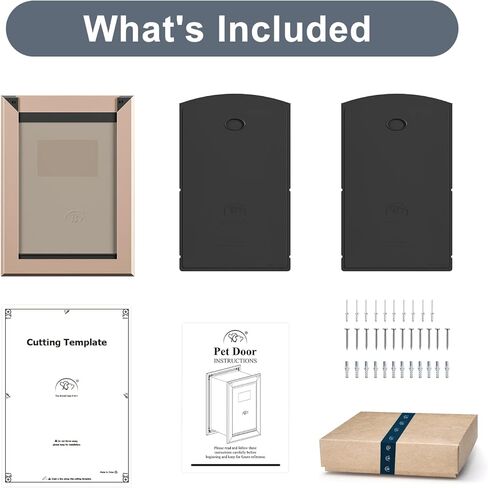 باب الكلب من ديكورماكس للجدار، باب للكلاب موفر للطاقة مع إطار من الألومنيوم، نفق تلسكوبي، لوحات مغناطيسية مزدوجة ولوحين قفل منزلقين، سهل التركيب، ذهبي وردي، متوسط in Kuwait