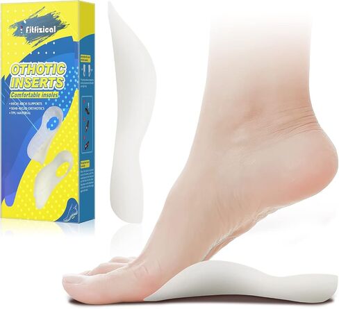 التهاب اللفافة الأخمصية 1.37 بوصة دعامة عالية لتقويم العظام شبه صلبة للقدم المسطحة، وتخفيف آلام القوس، والكب (للرجال 4-6.5 | النساء 5.5-8) in Kuwait
