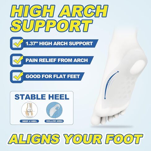 التهاب اللفافة الأخمصية 1.37 بوصة دعامة عالية لتقويم العظام شبه صلبة للقدم المسطحة، وتخفيف آلام القوس، والكب (للرجال 4-6.5 | النساء 5.5-8) in Kuwait
