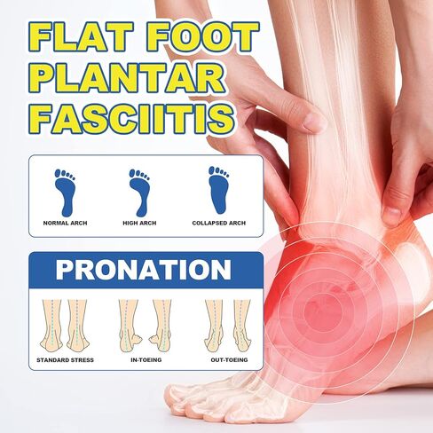 التهاب اللفافة الأخمصية 1.37 بوصة دعامة عالية لتقويم العظام شبه صلبة للقدم المسطحة، وتخفيف آلام القوس، والكب (للرجال 4-6.5 | النساء 5.5-8) in Kuwait