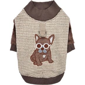 Puppia Skadi Winter Hoodie Warm Cozy Fashionable for Small Dogs, Brown, Small