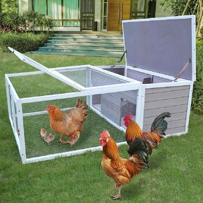Tortoise House Habitat Wooden, Chicken Coop with Run Rabbit Hutch Small Animal Hutch Enclosure Indoor/Outdoor (Grey, 49“x36"x14“) in Kuwait