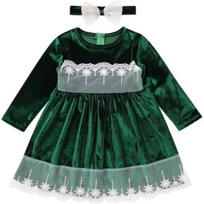 ODIZLI Baby Girls Velvet Dress Long Sleeve Ruffle Fall Winter Clothings