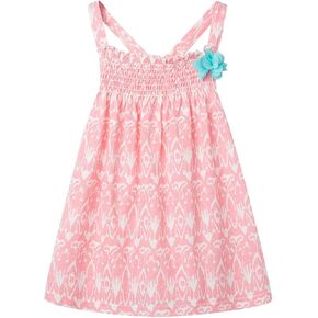 Mud Kingdom Fashion Smocked Little Girls Slip Sundress Cute Printing Cotton Summer