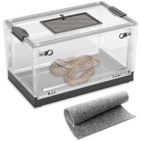 Dutiplus Large Snake Reptile Tank Amphibians Habitat Cages Sliding Screen Top for Lizard,Gecko, Frog, Hamster,Hermit Crab Animals(21.65"x12.6"x12.2") (White)