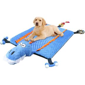 Idepet Dog Play Mat,Puppy Toy Mat with Chew Toys Multiple Dog Puzzle Interactive Toy Pet Playing Mat for Small Medium Dogs Cats,All-in-One (Crocodile) in Kuwait