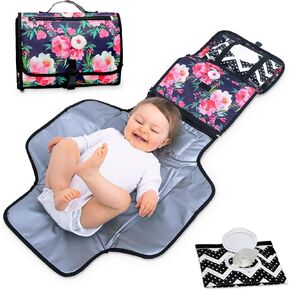 وسادة تغيير الحفاضات المحمولة مع حقيبة للسفر المبللة ووسادة مدمجة - بطانة إسفنجية سميكة مريحة للغاية - سجادة تنظيف مضادة للماء - طويلة جدًا للأطفال الأكبر - هدية استحمام الأمهات والفتيات in Kuwait