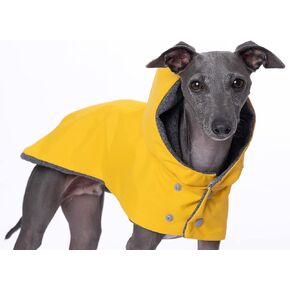 Yigi Italian Greyhound Hooded Waterproof Raincoat with Harness Opening, Fleece Lining - Adjustable, Lightweight, Breathable Rain Poncho Dog Rain Coat Jacket for Italian Greyhound (Small)
