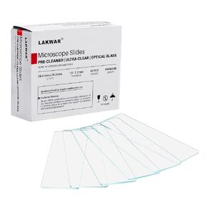 LAKWAR 100 Microscope Slides and Covers, Blank Glass Slides for Microscope, Pre-Cleaned Laboratory Microscope Slides and Coverslips, Premium-Grade White Glass Microscope Slides and Coverslips