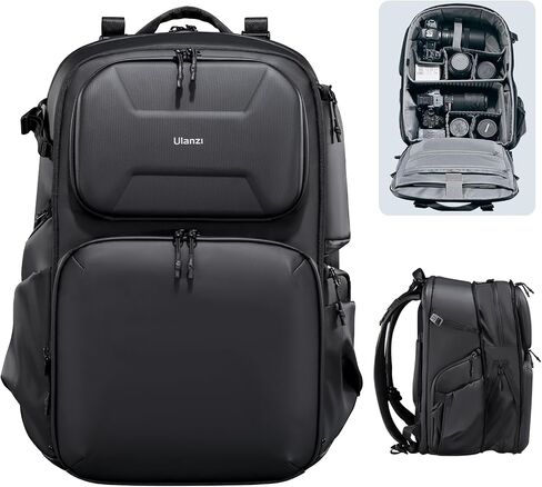 ULANZI BP10 Hardshell Camera Backpack, Professional Waterproof Photography Camera Case Anti Theft Travel for Photographers Unisex Drone DSLR Mirrorless Camera Lens Tripod Holder 17'' Laptop Black 35L in Saudi Arabia