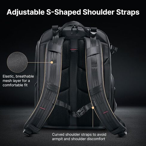 ULANZI BP10 Hardshell Camera Backpack, Professional Waterproof Photography Camera Case Anti Theft Travel for Photographers Unisex Drone DSLR Mirrorless Camera Lens Tripod Holder 17'' Laptop Black 35L in Saudi Arabia