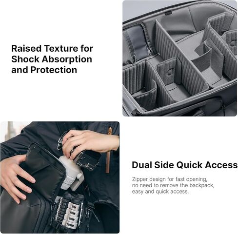 ULANZI BP10 Hardshell Camera Backpack, Professional Waterproof Photography Camera Case Anti Theft Travel for Photographers Unisex Drone DSLR Mirrorless Camera Lens Tripod Holder 17'' Laptop Black 35L in Saudi Arabia